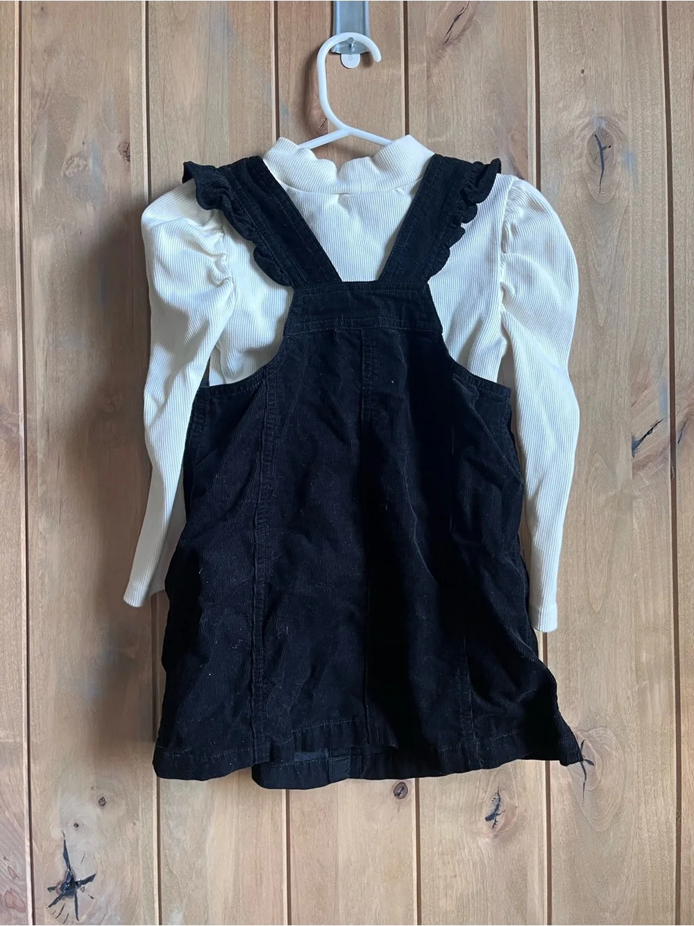 Baby GAP Black Corduroy button dress with cream puff shoulder top - 3T